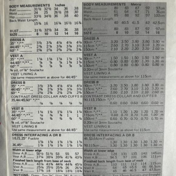 Butterick 6343 Misses' Dress & Vest Pattern - Size 14 - Picture 4 of 5